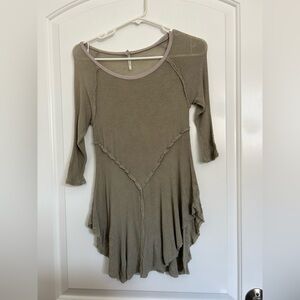 Free People y2k style twilight Sage Green Burn Out Knit Top size XS gothy